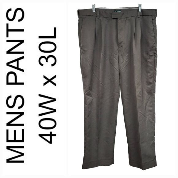 Dockers Premium Men's 40x30 Brown Pleated Pants Zipper Security Pockets Uniform - Picture 1 of 5